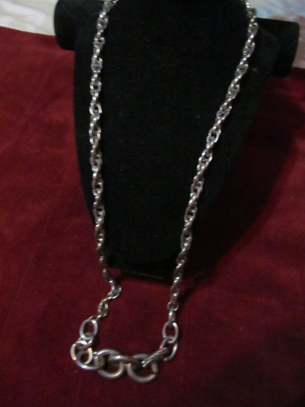 Long silver tone  24 in heavy chain necklace signed BR